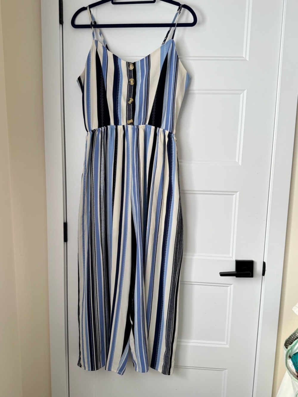 Liberty Blue & Cream Striped Textured Fabric